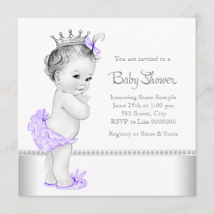 Elegant Lavender en Silver Baby shower Kaart