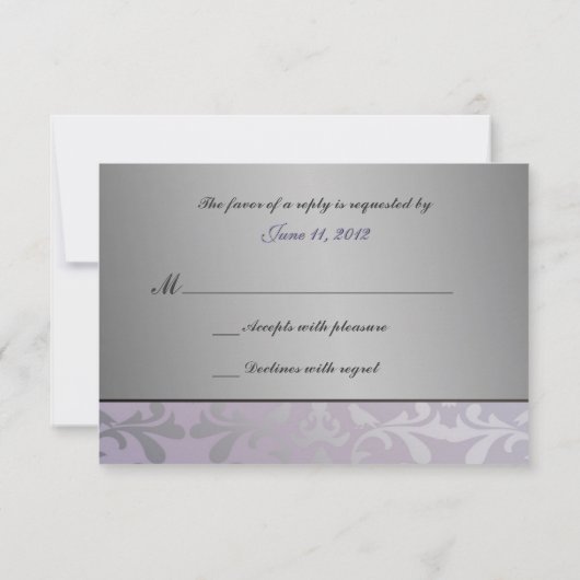 Elegant Lavender en Silver RSVP met Bow (Achterkant)