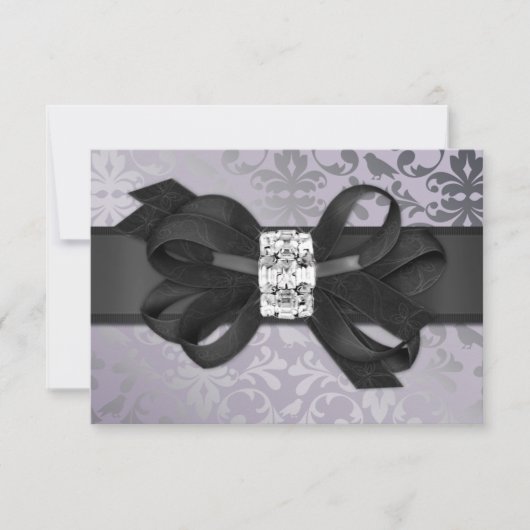 Elegant Lavender en Silver RSVP met Bow Kaartje (Voorkant)