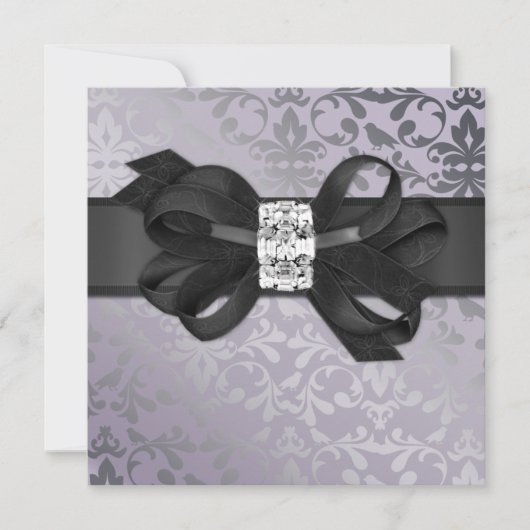 Elegant Lavender en Silver Uitnodiging met Bow (Voorkant)
