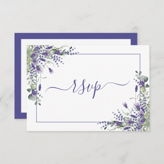 Elegant Lavender Eucalyptus Botanische Script RSVP (Voorkant / Achterkant)