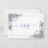 Elegant Lavender Eucalyptus Botanische Script RSVP Kaartje (Voorkant)