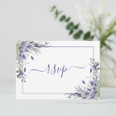 Elegant Lavender Eucalyptus Botanische Script RSVP Kaartje (Staand voorkant)