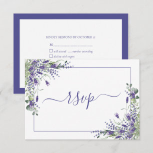 Elegant Lavender Eucalyptus Botanische Script RSVP Kaartje