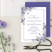 Elegant Lavender Eucalyptus Floral Script Weddensc Kaart