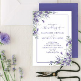 Elegant Lavender Eucalyptus Floral Script Weddensc Kaart