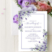 Elegant Lavender Eucalyptus Floral Script Weddensc Kaart