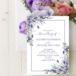 Elegant Lavender Eucalyptus Floral Script Weddensc Kaart