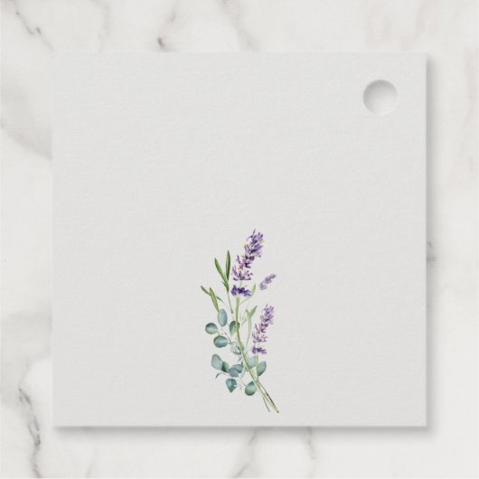 Elegant Lavender Eucalyptus Leafy Foliage Wedding Bedankjes Labels (Achterkant)