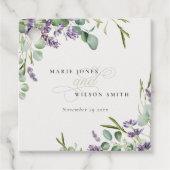 Elegant Lavender Eucalyptus Leafy Foliage Wedding Bedankjes Labels (Voorkant)