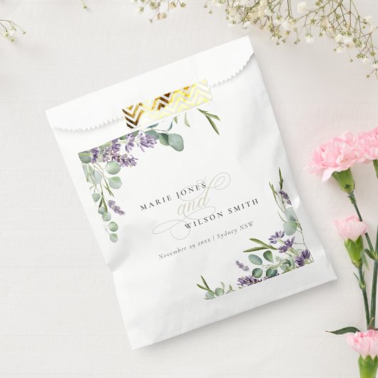 Elegant Lavender Eucalyptus Leafy Foliage Wedding Bedankzakje (Gezegeld)