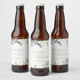 Elegant Lavender Eucalyptus Leafy Foliage Wedding Bier Etiket