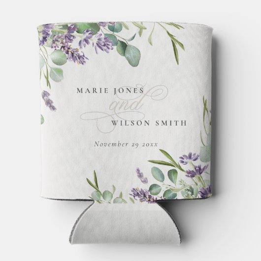 Elegant Lavender Eucalyptus Leafy Foliage Wedding Blikjeskoeler (Achterkant)