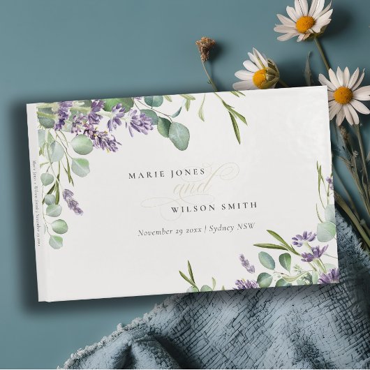 Elegant Lavender Eucalyptus Leafy Foliage Wedding Gastenboek