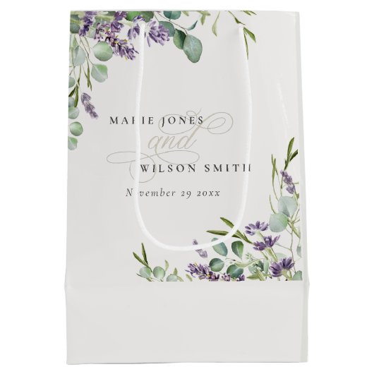 Elegant Lavender Eucalyptus Leafy Foliage Wedding Medium Cadeauzakje (Achterkant)