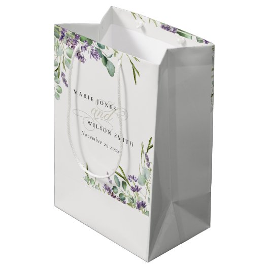 Elegant Lavender Eucalyptus Leafy Foliage Wedding Medium Cadeauzakje (Achterkant Gekanteld)
