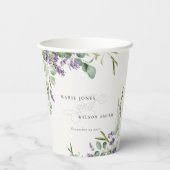 Elegant Lavender Eucalyptus Leafy Foliage Wedding Papieren Bekers (Achterkant)
