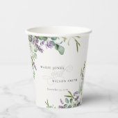 Elegant Lavender Eucalyptus Leafy Foliage Wedding Papieren Bekers (Voorkant)