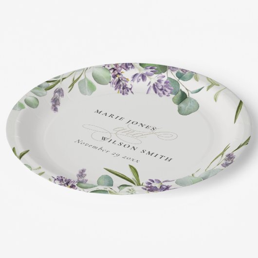Elegant Lavender Eucalyptus Leafy Foliage Wedding Papieren Bordje (Gekanteld)