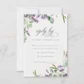 Elegant Lavender Eucalyptus Leafy Foliage Wedding RSVP Kaartje (Voorkant)