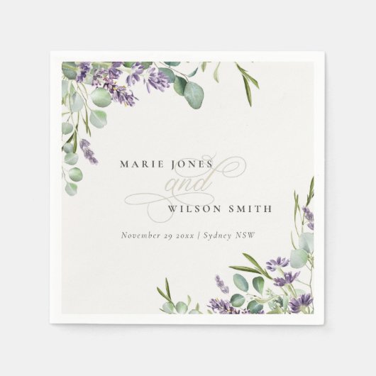 Elegant Lavender Eucalyptus Leafy Foliage Wedding Servet (Voorkant)