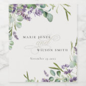 Elegant Lavender Eucalyptus Leafy Foliage Wedding Wijn Etiket (Enkel label)