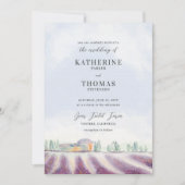 Elegant Lavender Field Rustic All in One Wedding Kaart (Voorkant)