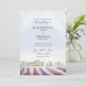 Elegant Lavender Field Rustic All in One Wedding Kaart (Staand voorkant)