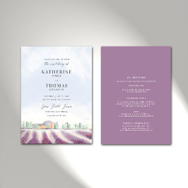 Elegant Lavender Field Rustic All in One Wedding Kaart