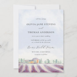 Elegant Lavender Field Waterverf Paars Wedding Kaart