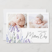 Elegant Lavender First Mother's Day 2 Photos Flat Kaart (Voorkant)