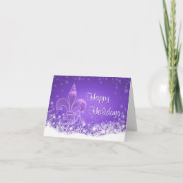 Elegant Lavender Fleur-de-lis Snowflake Holiday Kaart