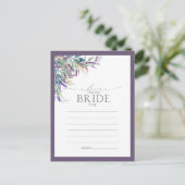 Elegant Lavender Floral Advice aan de Bride Briefkaart (Staand voorkant)