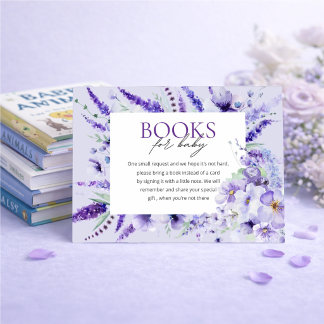 Elegant Lavender Floral Baby Shower Books for baby Informatiekaartje