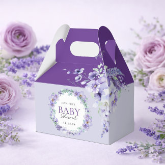 Elegant Lavender Floral Baby Shower purple Bedankdoosjes