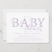 Elegant Lavender Floral Baby Shower Typography Kaart (Voorkant)