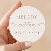Elegant Lavender Floral Border Monograms Ronde Sticker