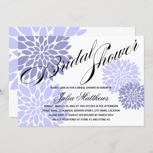 Elegant Lavender Floral Burst Script Vrijgezellenf Kaart (Voorkant / Achterkant)