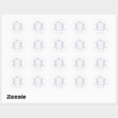 Elegant Lavender Floral Crest Monograms Wedding Ronde Sticker (Vel)