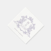 Elegant Lavender Floral Crest Monograms Wedding Servet (Hoek)
