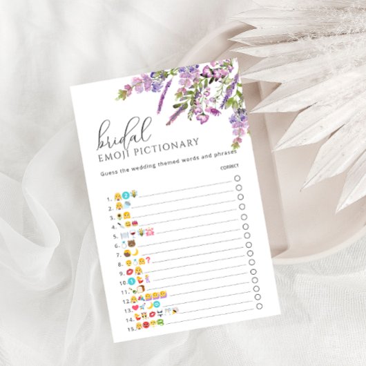 Elegant Lavender Floral Emoji Pictionary Game