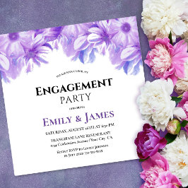 Elegant Lavender Floral Engagement Party Kaart