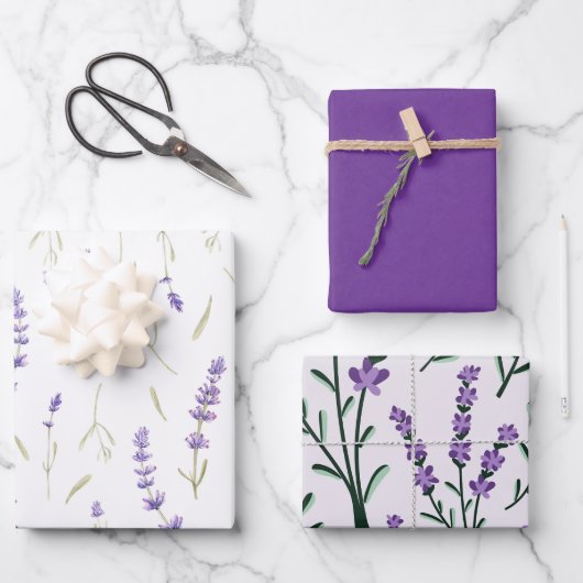 Elegant Lavender Floral Inpakpapier Vel (Voorkant)