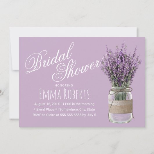 Elegant Lavender Floral Jar Paars Vrijgezellenfees Kaart (Voorkant)