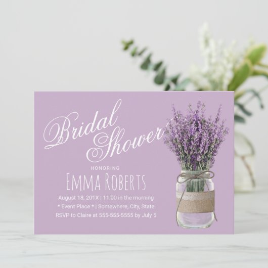Elegant Lavender Floral Jar Paars Vrijgezellenfees Kaart (Staand voorkant)