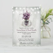 Elegant Lavender Floral Jar String Lights Wedding Kaart (Staand voorkant)