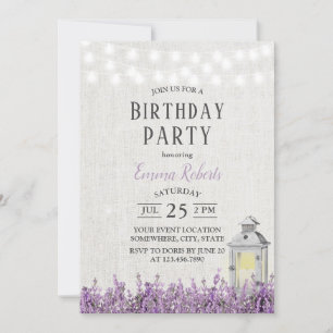 Elegant Lavender Floral  Lantern Birthday Kaart