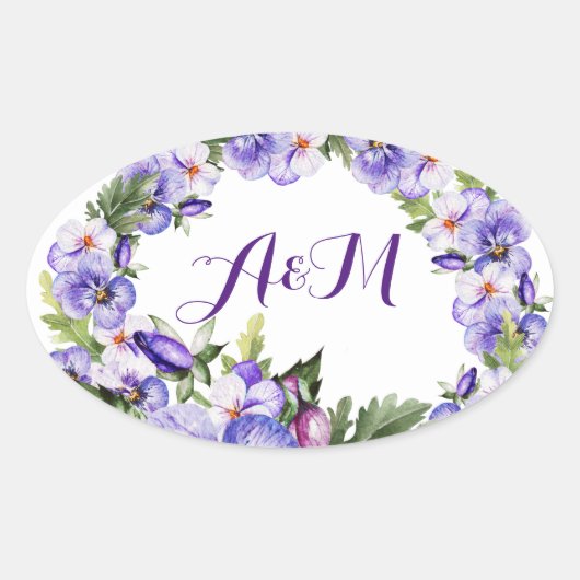 Elegant  Lavender Floral Monogram Sticker (Voorkant)