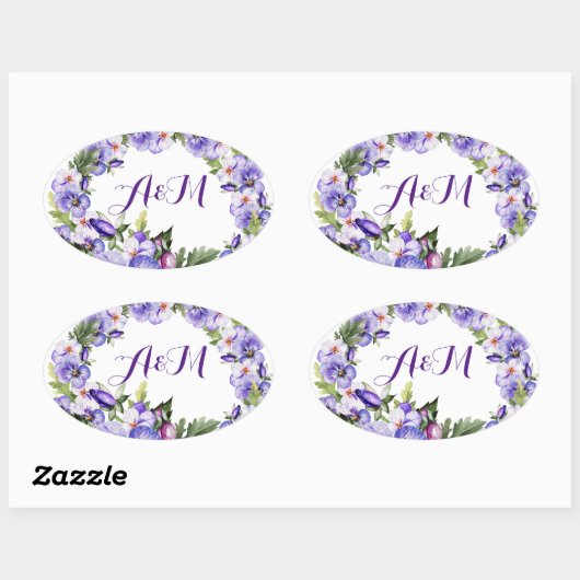 Elegant Lavender Floral Monogram Sticker (Vel)