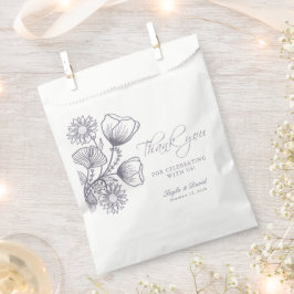 Elegant Lavender Floral Outline Dank je huwelijk Bedankzakje